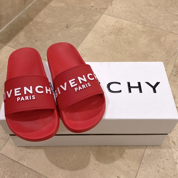 Givenchy Shoes - Authentic Givenchy Red Logo Slides